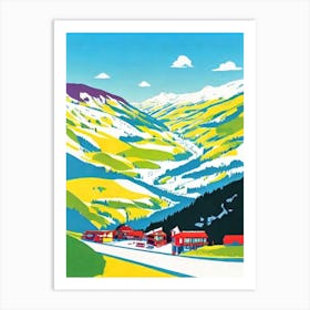 Alpe D'Huez, France Midcentury Vintage Skiing Poster Art Print