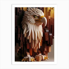 Eagle In Wooden Art Art Print