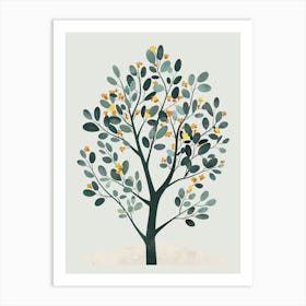 Eucalyptus Tree Illustration Flat 3 Art Print