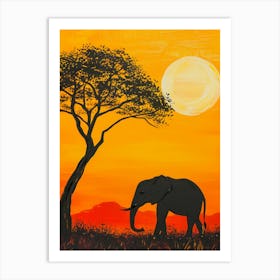 Sunset Elephant Art Print