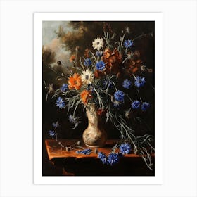 Baroque Floral Still Life Cornflower 4 Art Print