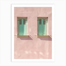 Pink Wall With Green Shutters 3 Art Print