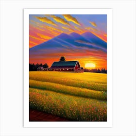 Sunset At The Farm By Person 1 Art Print