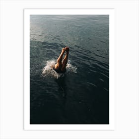 Dive right in, Man Swimming In The Sea Art Print