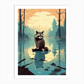Raccoon Lakeside 2 Art Print