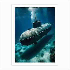 Submarine In The Ocean-Reimagined 2 Art Print