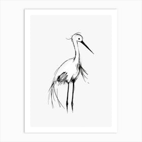 B&W Stork Art Print