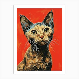 Devon Rex Relief Illustration 1 Art Print