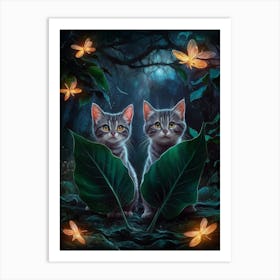 Two Cats In The Forest 3 Art Print