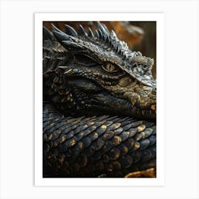 Earth Dragon Embodying A Large And Valiant King Wings Unfurling In A Display Of Strength Hide Imbu Art Print