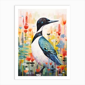Bird Painting Collage Common Loon 2 Art Print