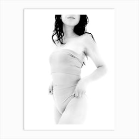 Woman In Bikini Black And White Minimalist Feminine Boho Abstract Body Positivity Art Print Art Print