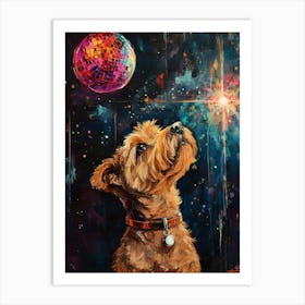 Terrier With Disco Ball 4 Art Print