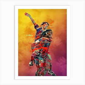 Messi And Ronaldinho Art Print