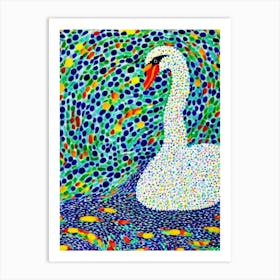 Swan Yayoi Kusama Style Illustration Bird Art Print