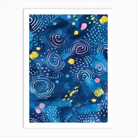 Blue And Yellow Swirls Art Print