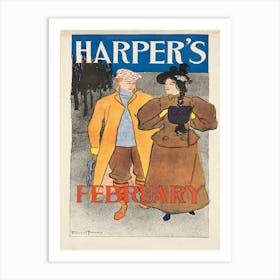 Harper's February, Edward Penfield 1 Art Print