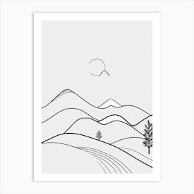Mountains Minimalistic Line Art 0 Art Print