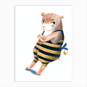 Grumpy Hamster Boy with Slingshot Art Print