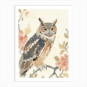 African Wood Owl Japanese Painting 5 Art Print