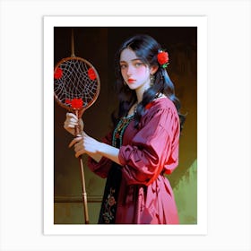 Chinese Girl With Racquet Art Print