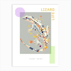 Coral Tokay Gecko Abstract Modern Illustration 4 Poster Art Print