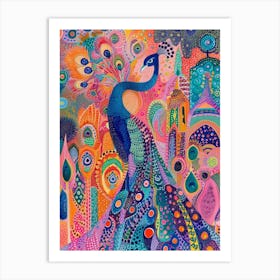 Peacock Swirl Colourful Pattern Art Print