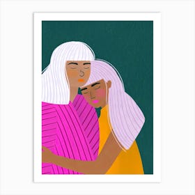 Two Women Hugging 4 Art Print