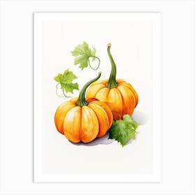 Miniature Pumpkin Watercolour Illustration 1 Art Print