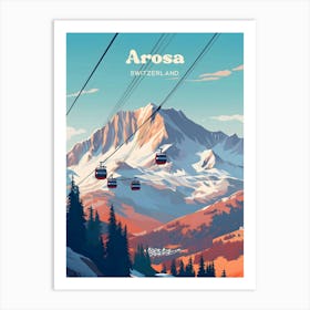 Arosa Switzerland Captivating Mountain Landscape Travel Illustration Art Art Print