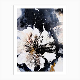 Big Flower Black And White Painting Art Print