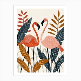 Chilean Flamingo Croton Plants Minimalist Illustration 3 Art Print