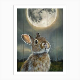 Rabbit At The Moon Art Print