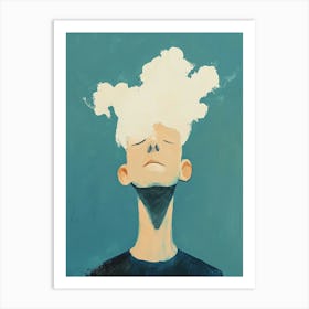 Man With A Cloud On His Head Art Print