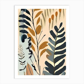 Cinnamon Fern Wildflower Modern Muted Colours 3 Art Print