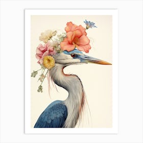 Bird With A Flower Crown Great Blue Heron 2 Art Print