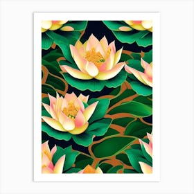 Lotus Flower Repeat Pattern Fauvism Matisse 6 Art Print