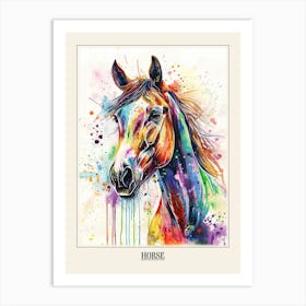 Horse Colourful Watercolour 3 Poster Art Print
