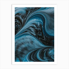 Black And Blue Swirls 1 Art Print