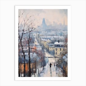 Winter City Park Painting Parc De Belleville Paris France 2 Art Print