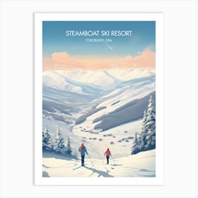 Poster Of Steamboat Ski Resort   Colorado, Usa, Ski Resort Illustration 1 Art Print