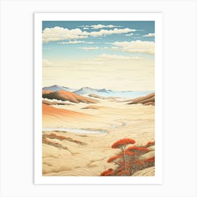 Tottori Sand Dunes In Tottori, Ukiyo E Drawing 1 Art Print