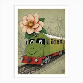 Train With A Flower Art Print