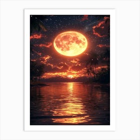 Full Moon Over Water 27 Art Print