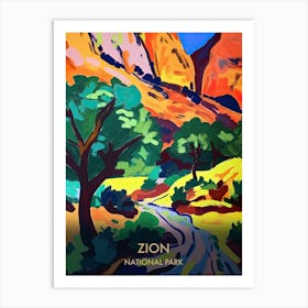 Zion National Park Travel Poster Matisse Style 4 Art Print