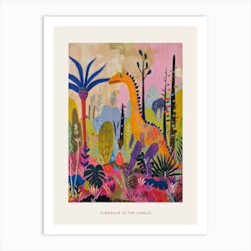 Colourful Dinosaur In A Jungle Painting 2 Poster Art Print