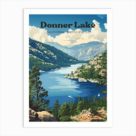 Donner Lake California Hiking Digital Travel Art Art Print