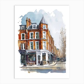 Kensington And Chelsea London Borough   Street Watercolour 1 Art Print