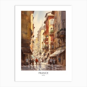 Nice, France 4 Watercolor Travel Poster Art Print
