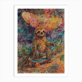 Sloth On A Skateboard 9 Art Print